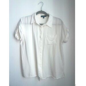 LuLus White Short Sleeve Button-Up Top - Small
